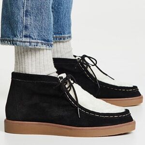 THE GREAT. Genuine Suede & Shearling Trooper Shoe Chukka Boot